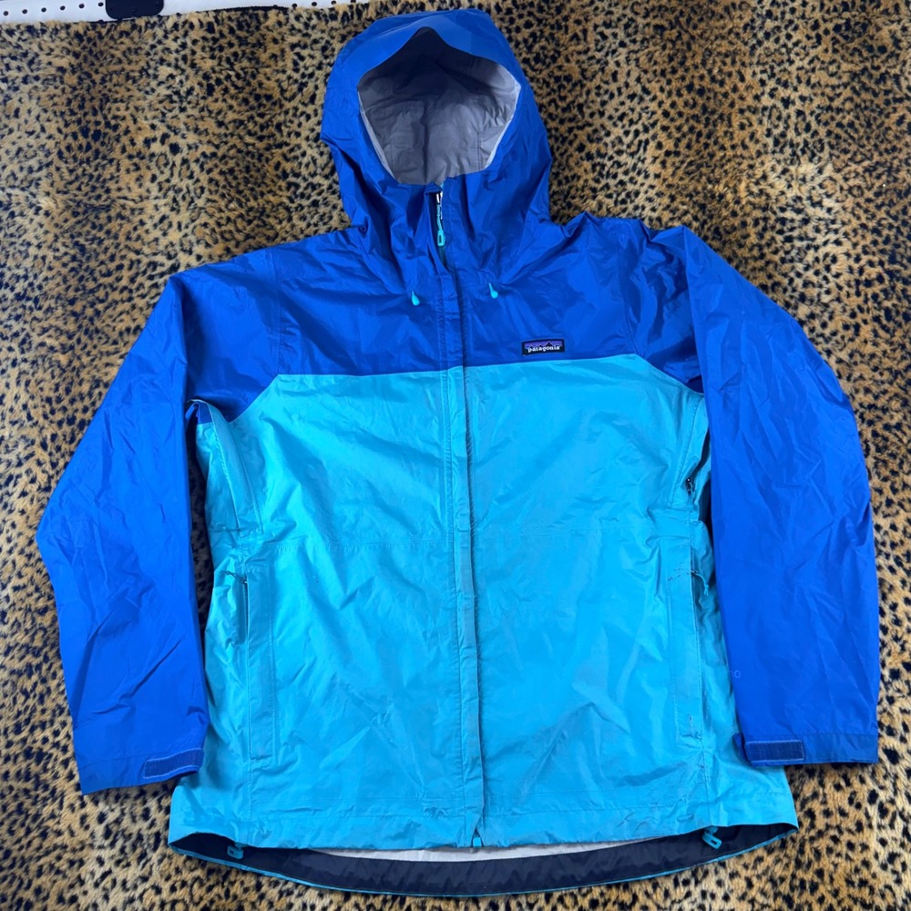 Patagonia Blue Two-Tone Hooded Rain Jacket